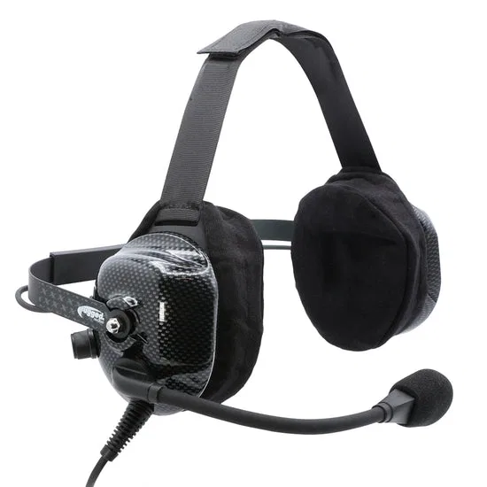 H42-STX – RUGGED RADIO Headphones, Behind-The-Head Hard Wired Coil Cord Built-In Volume Control Adjustable Velcro Hea...